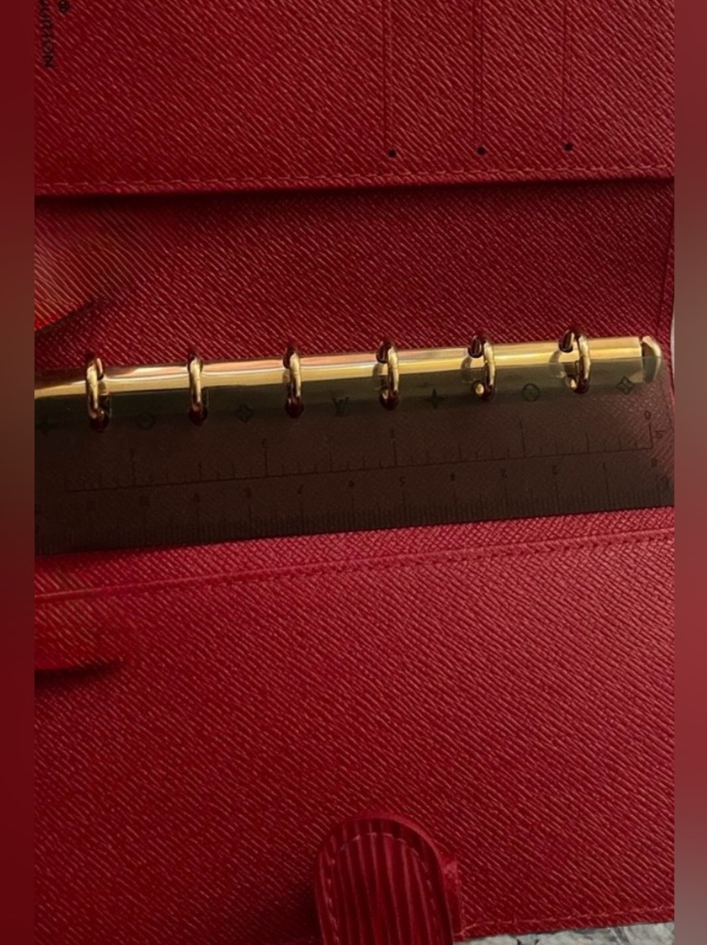 Louis Vuitton Red Textured Epi Leather Snap mini agenda. Can hold 3 cards. - Picture 7 of 10